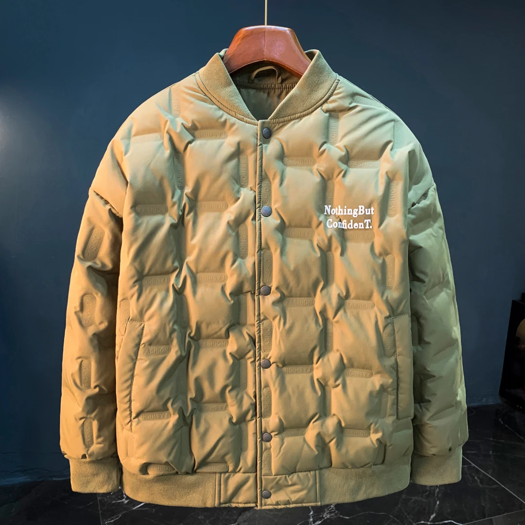 蒙鲁巴恩加大码羽绒服男高端休闲冬季保暖加厚外套棒球领加绒衣服