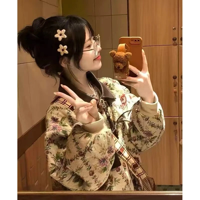 韩系2024碎花短款棉服洋气小棉袄