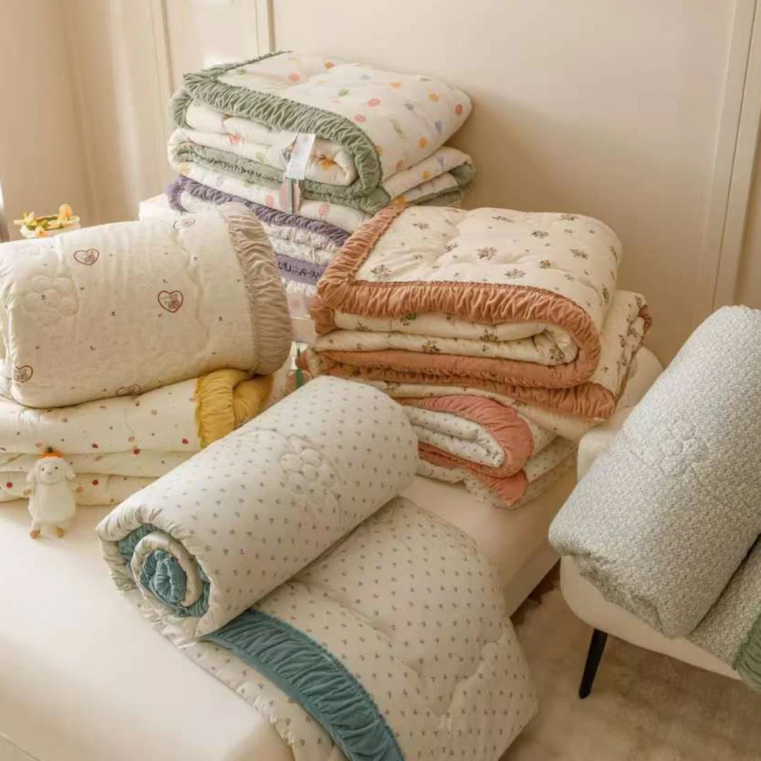 印花保暖一体被冬季加厚被韩版田园风时尚懒人被多功能奶绒