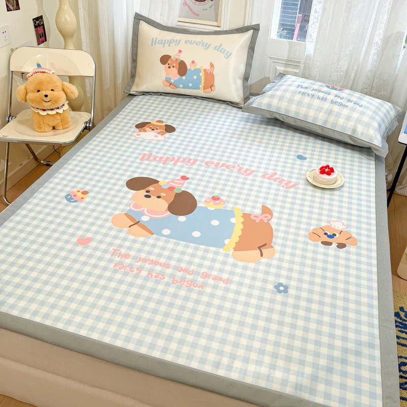 夏天儿童冰丝凉席2025新款夏季软席子学生宿舍单人可机水洗可折叠