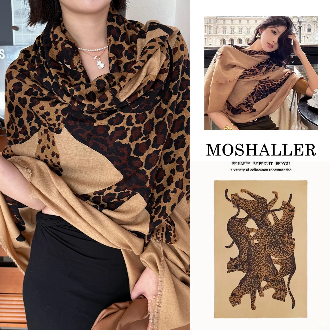 金钱豹-【ys1同款中古返场】100%绵羊毛新款秋冬时髦长巾披肩围巾