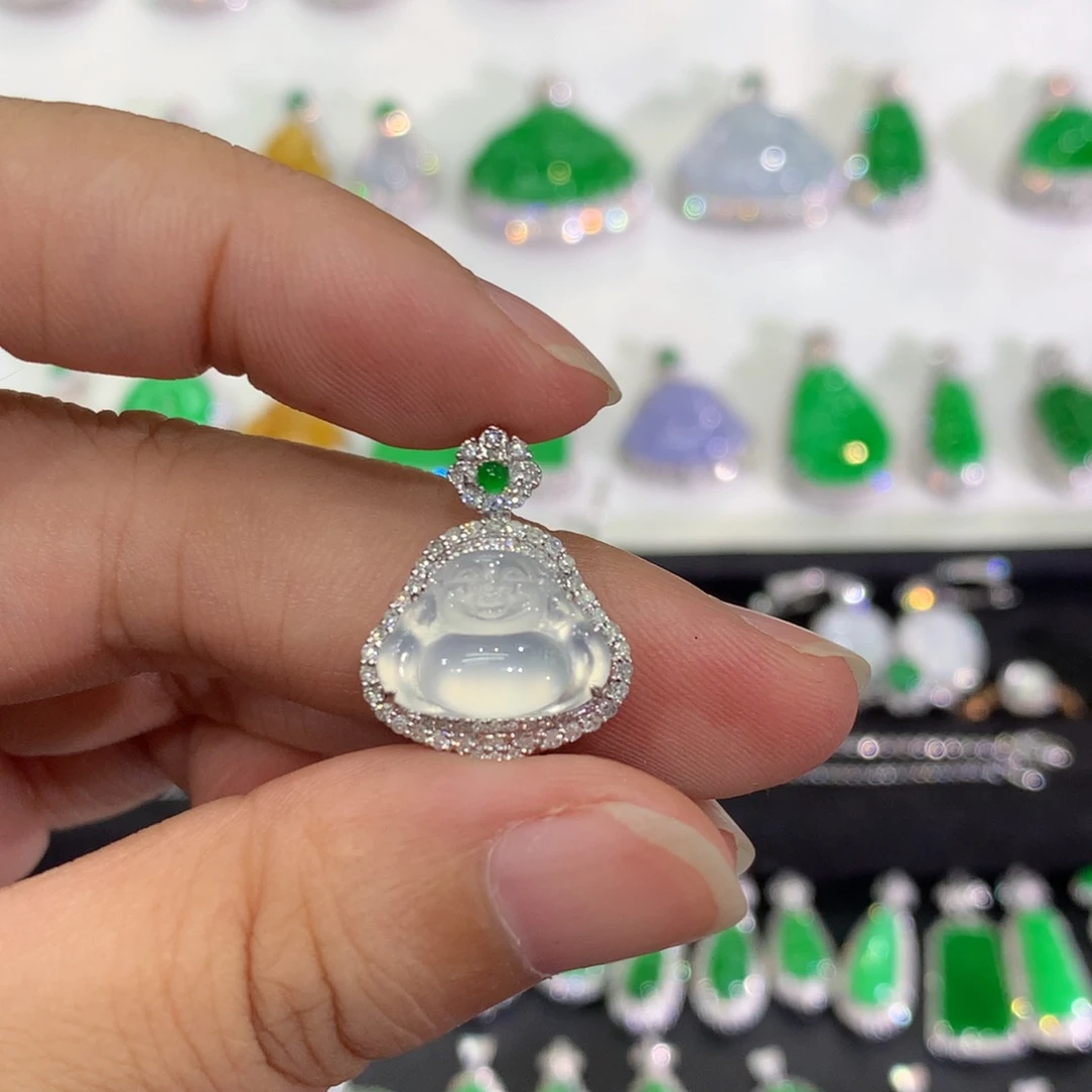 翡翠18K金镶嵌吊坠(不含链)吊坠