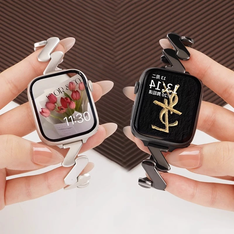 适用苹果手表S11锌合金Z字纹s9金属ApplewatchS10运动ultra3表带