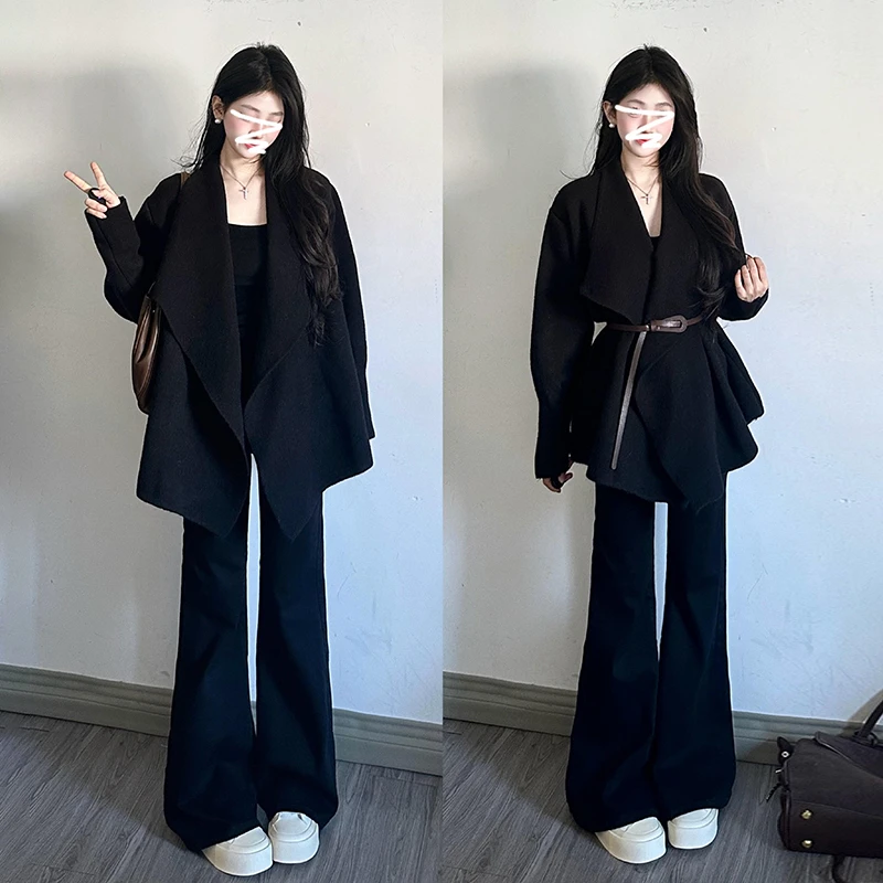 黑色针织开衫毛衣外套女2025新款秋季韩系穿搭别致独特超好看上衣