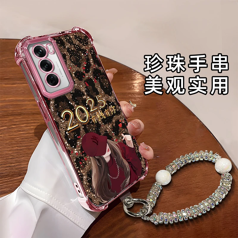 适用于【OPPO】Reno12创意豹纹有钱有你女孩新年时尚女款手机壳