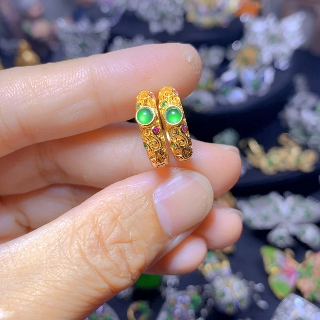 翡翠银S925镶嵌吊坠(不含链)天然资源