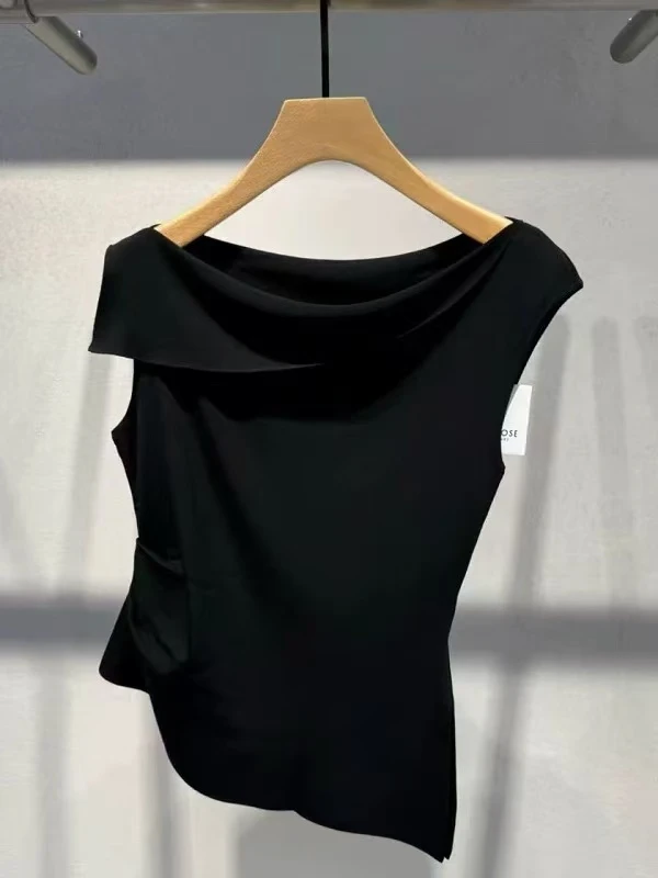 【程依专属】1050新款百搭一字肩上衣针织不规则斜肩