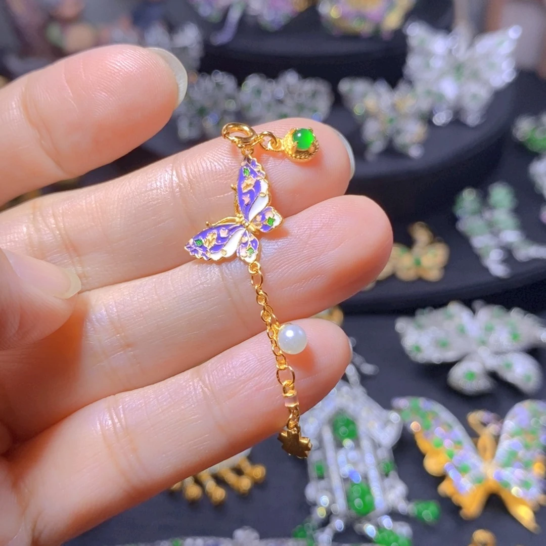 翡翠银S925镶嵌颈饰天然翡翠