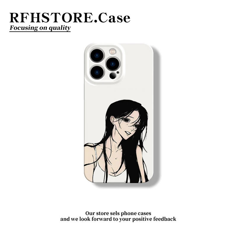 ZMGX小众黑发少女适用苹果16菲林手机壳华为P70vivo小米14oppo套
