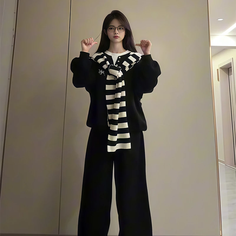 早秋运动套装女装秋款爆款2025新款带披肩卫衣阔腿裤休闲两件套