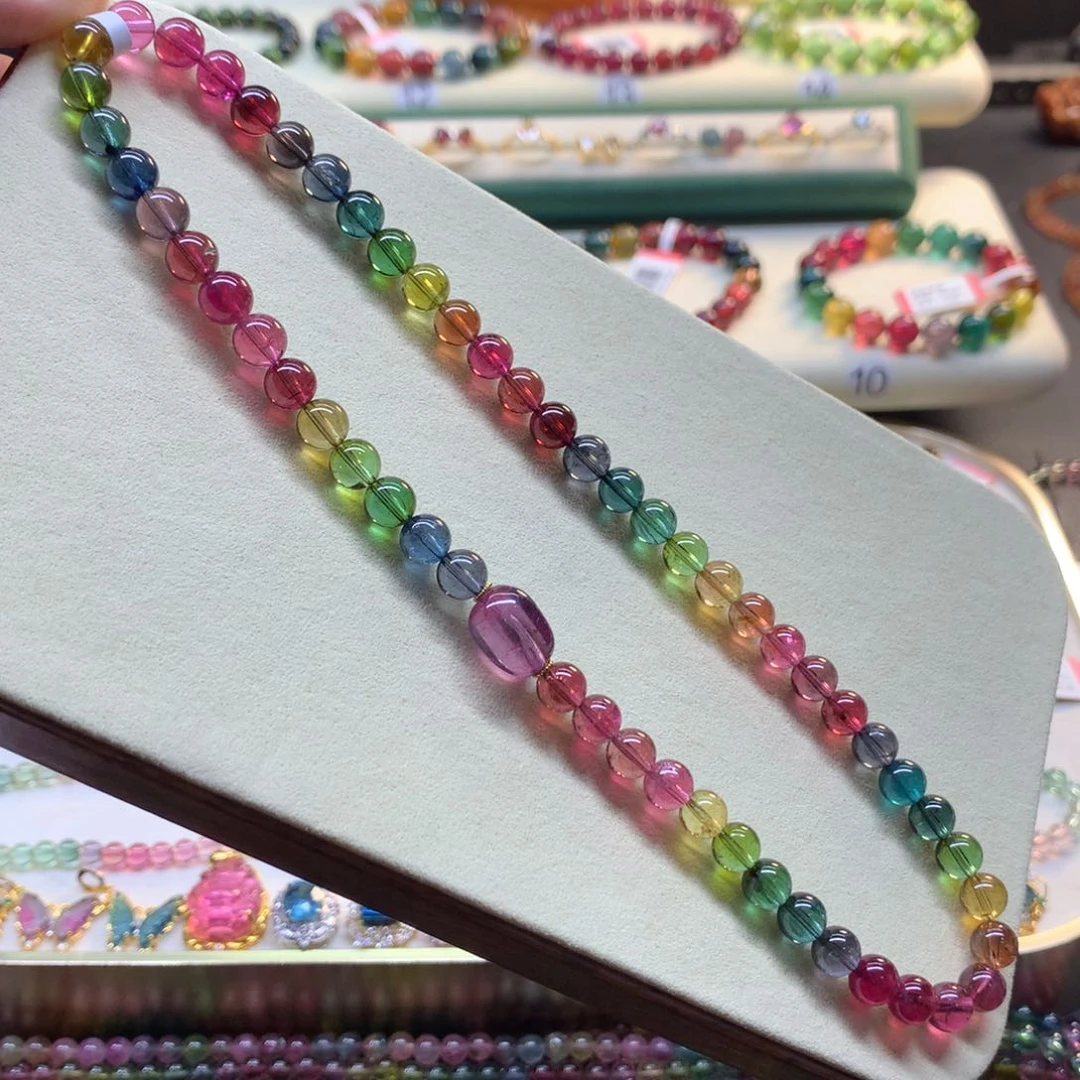 手串未镶嵌碧玺艳丽色标彩虹双圈