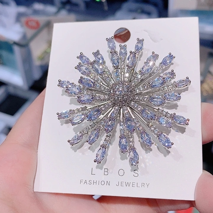 锆石铜合金烟花胸针 紫色