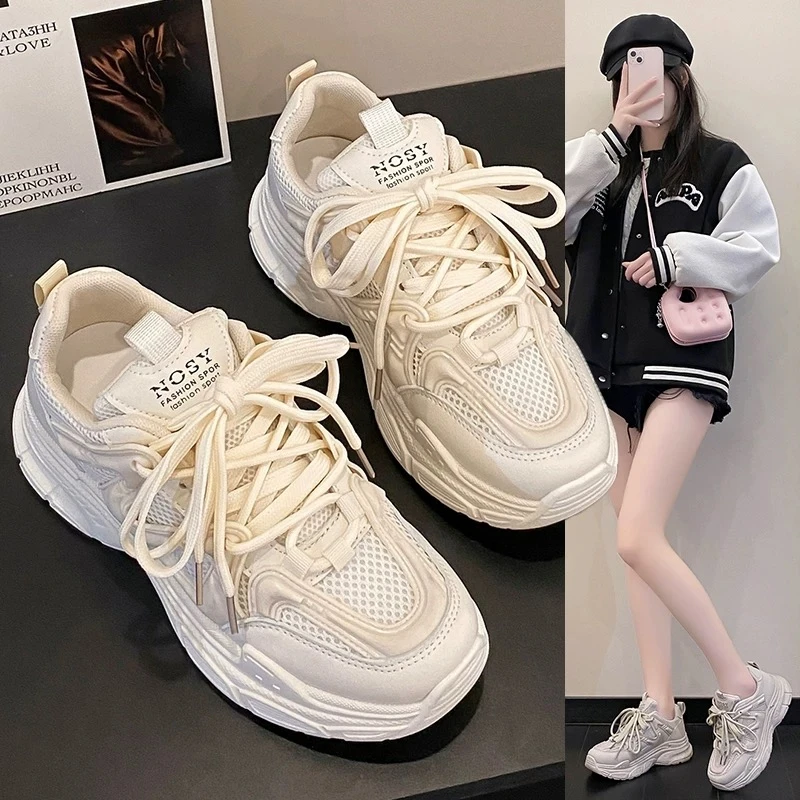 网面镂空网红老爹鞋女ins潮冬季新款显脚小休闲运动网鞋百搭潮款