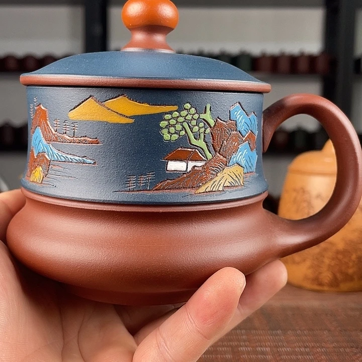 茶杯紫砂宜兴原矿紫砂盖杯