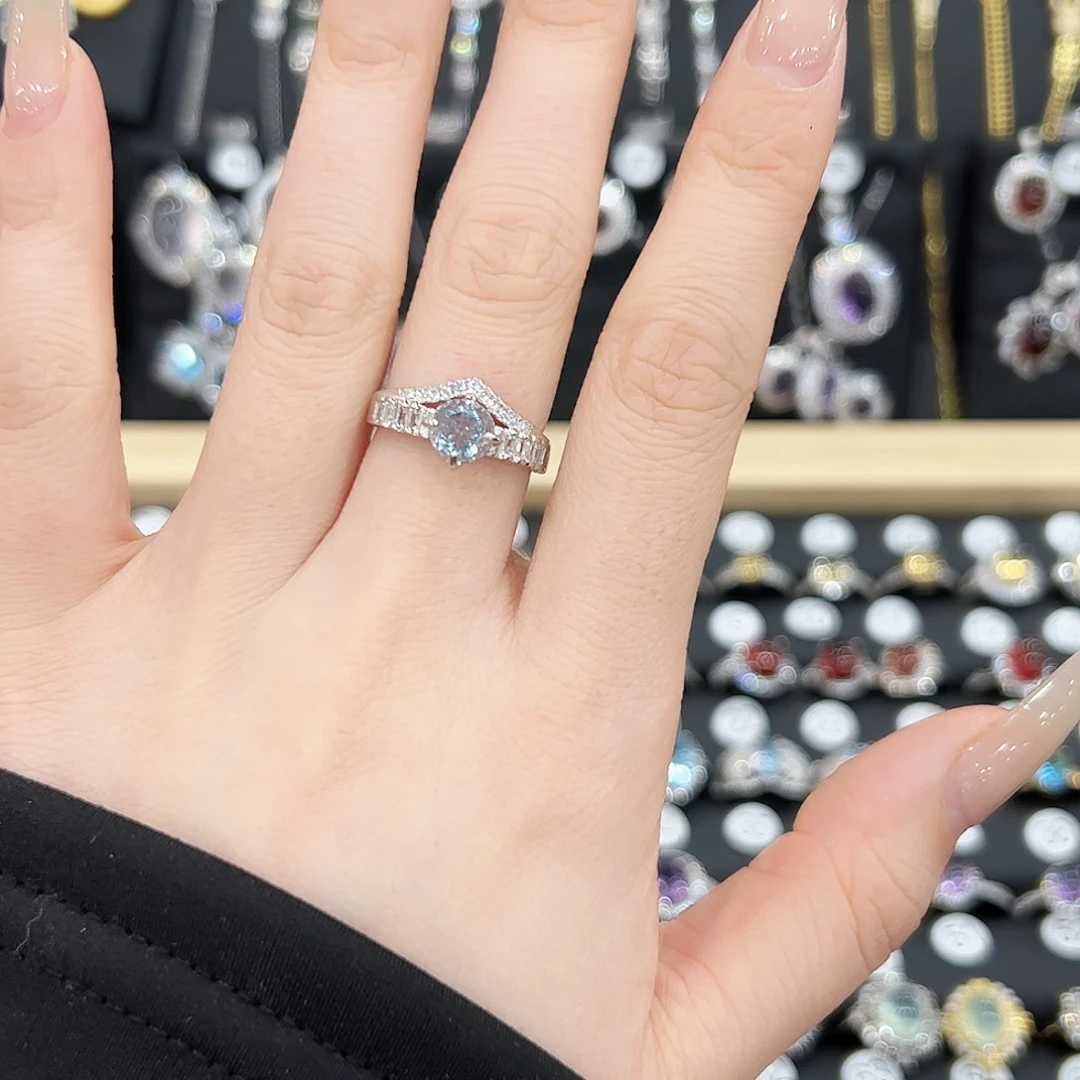 托帕石戒指银S925镶嵌戒指