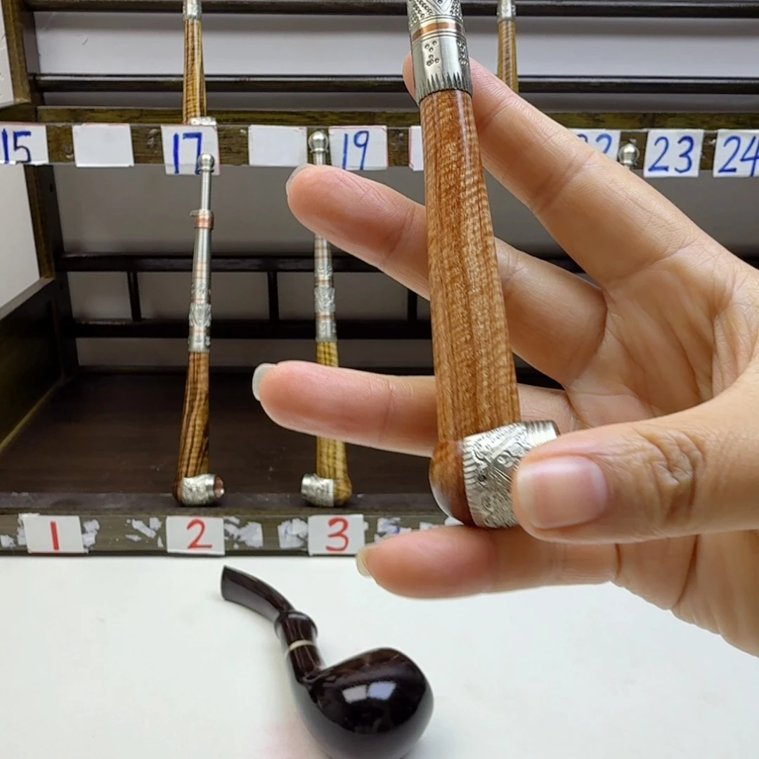 宣威小陈手工制作乌木烟杆