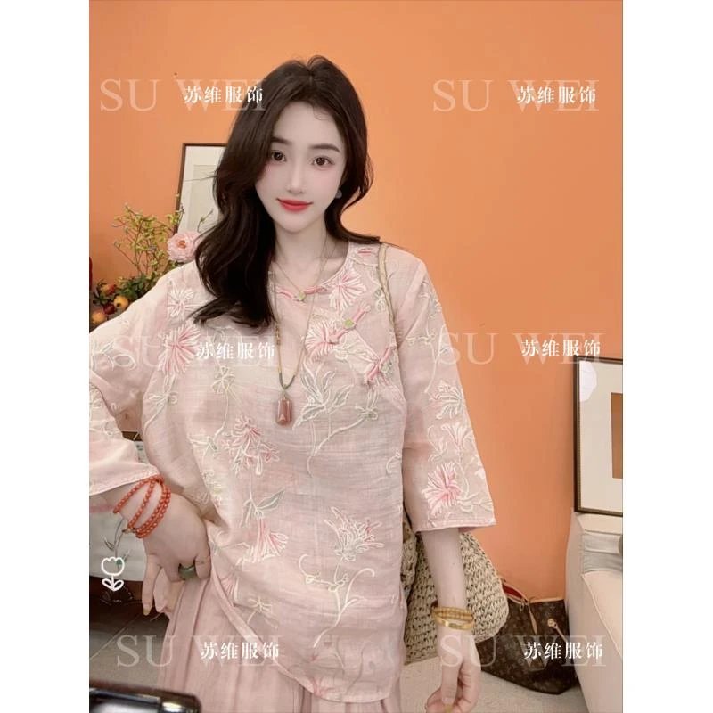 2226【一见倾心】新中式时尚休闲复古中国风上衣刺绣中式