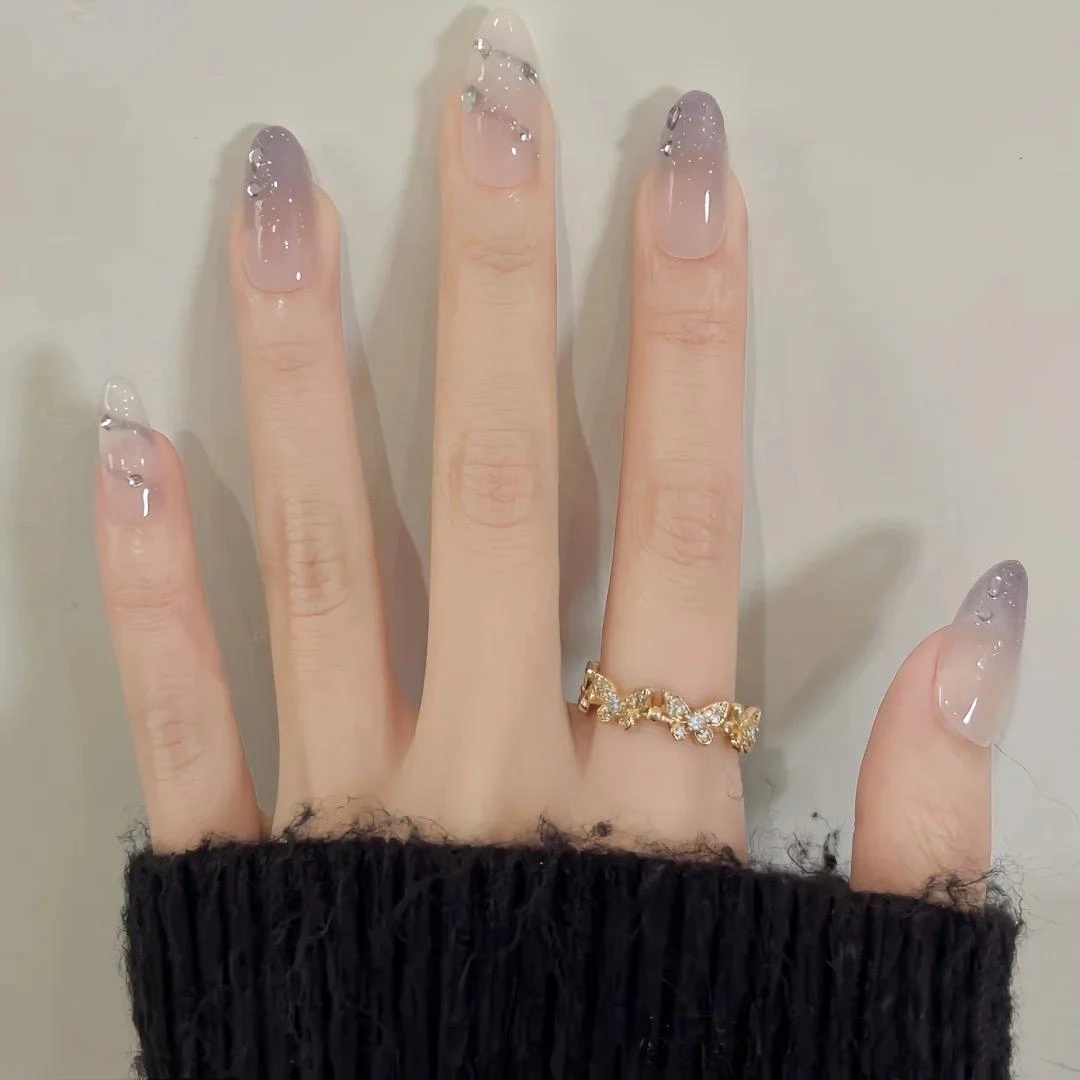 奢华梦幻闪耀紫星钻仙女风格美甲碎钻猫眼贵气吸睛显白时尚韩系可