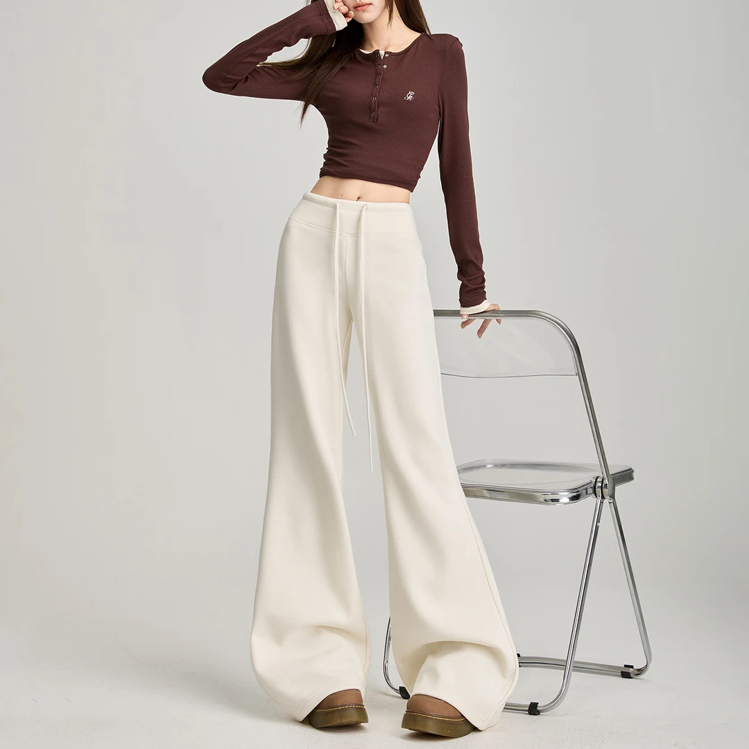 加绒加厚微喇叭裤女秋冬高腰宽松显瘦休闲裤提臀运动瑜伽裤子