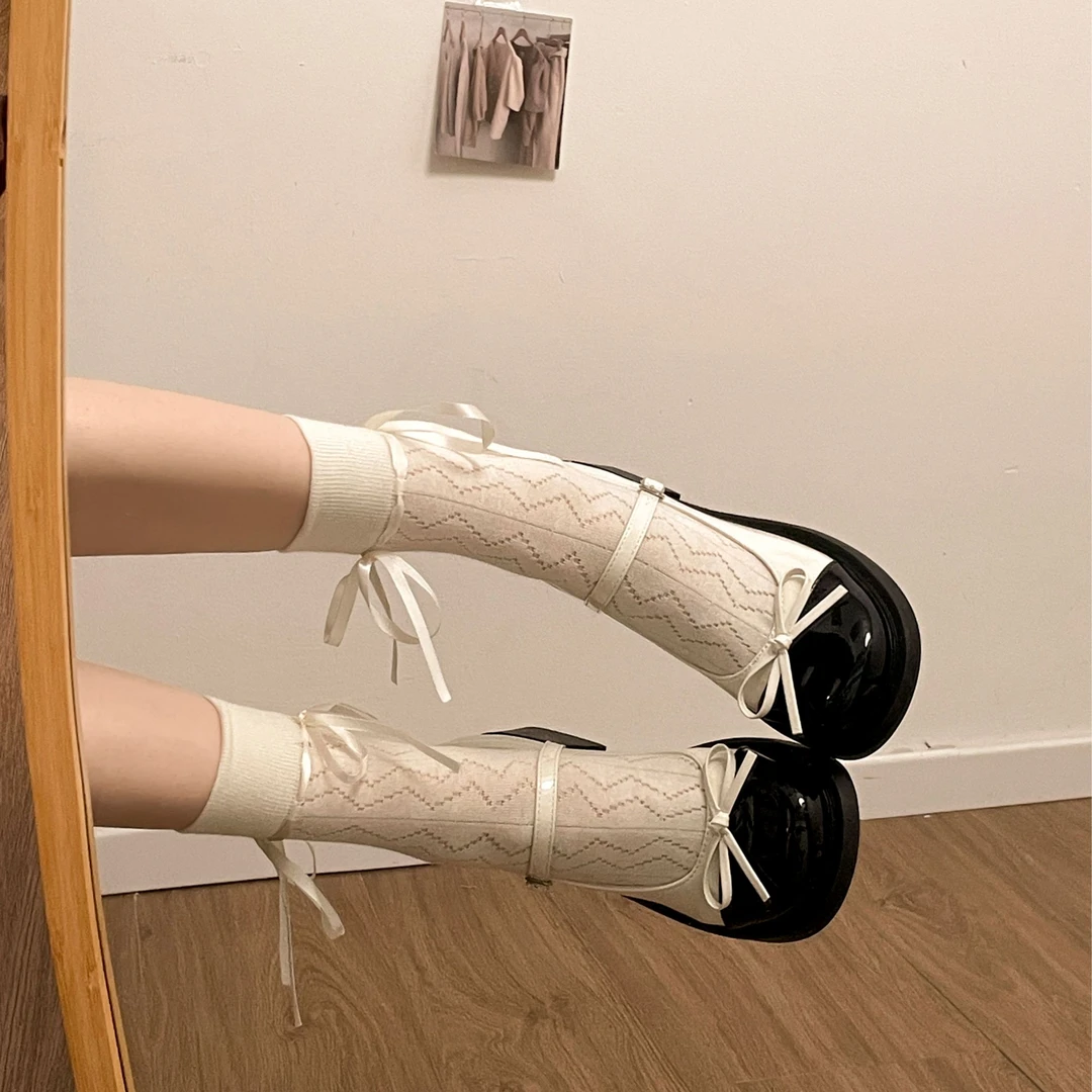 复古小香风浅口拼色玛丽珍鞋2025春秋新款蝴蝶结圆头百搭厚底单鞋