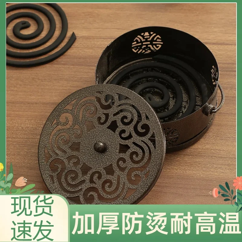 蚊香托盘带盖带提手防火防烫耐高温香薰炉檀香接灰盘户外家用香炉