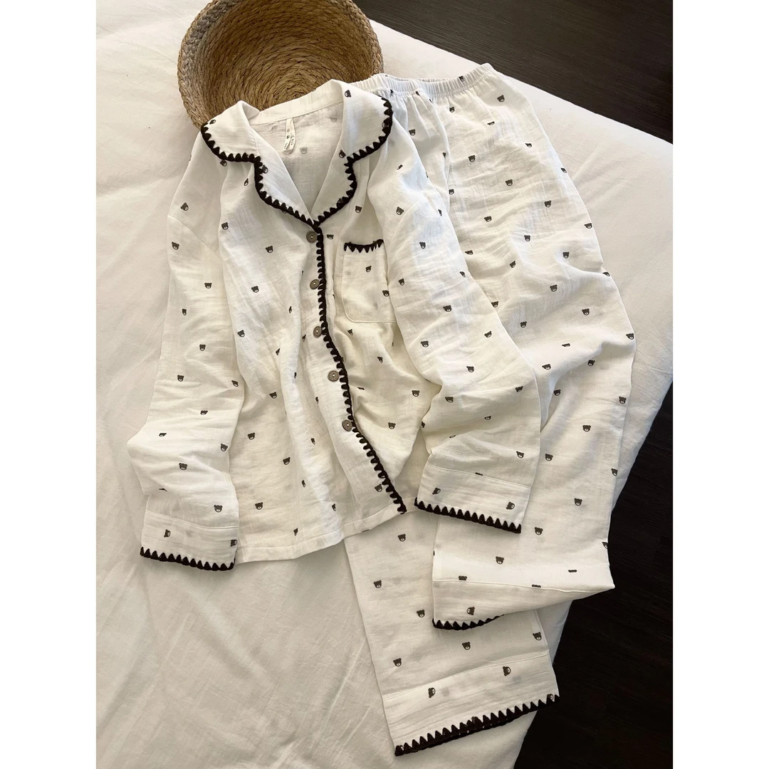 2025年高颜值甜美少女卡通印花睡衣女秋季款长袖长裤家居服套装女