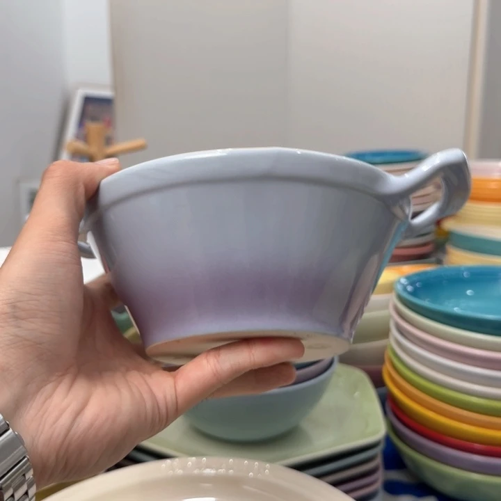 瓷片微瑕1个双耳面碗