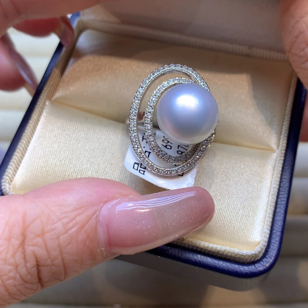 银S925镶嵌戒指海水珍珠