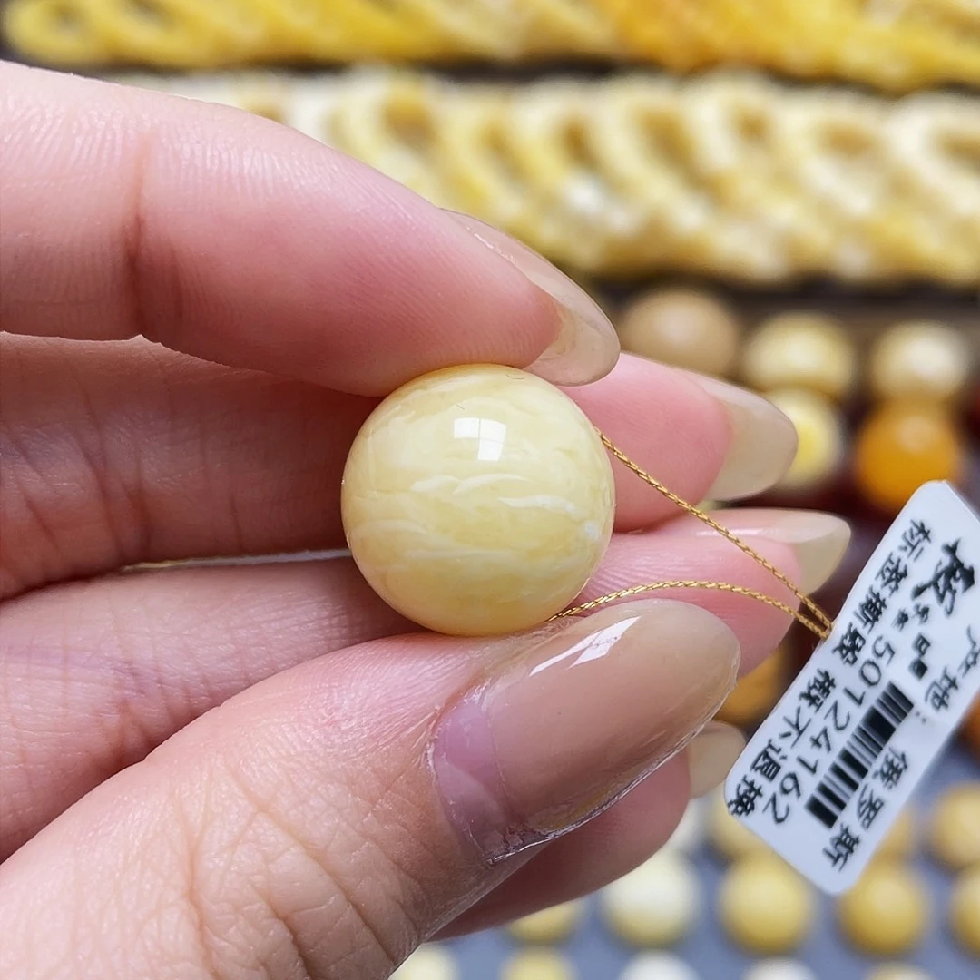 未镶嵌琥珀裸石铭*蜜蜡圆珠15.4mm微瑕