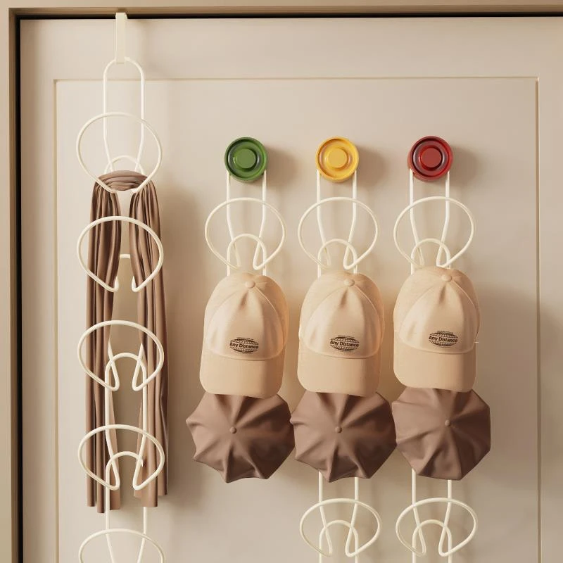 吸盘挂帽子收纳神器门后围巾衣帽挂钩免打孔包包置物架帽子展示架