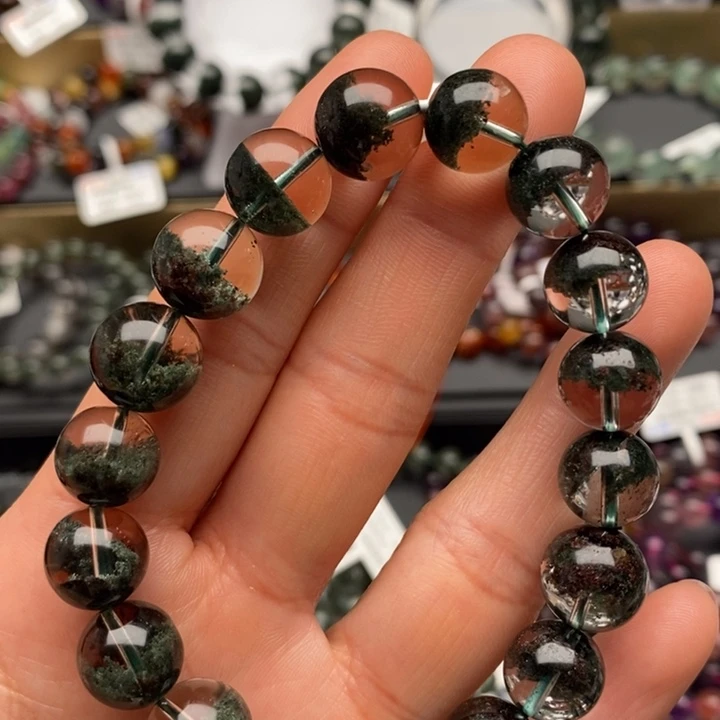 水晶手链未镶嵌绿幽灵聚宝盆手链