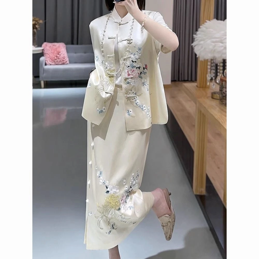 新中式国风复古盘扣上衣女2023年秋季国潮风醋酸新中式国风女装