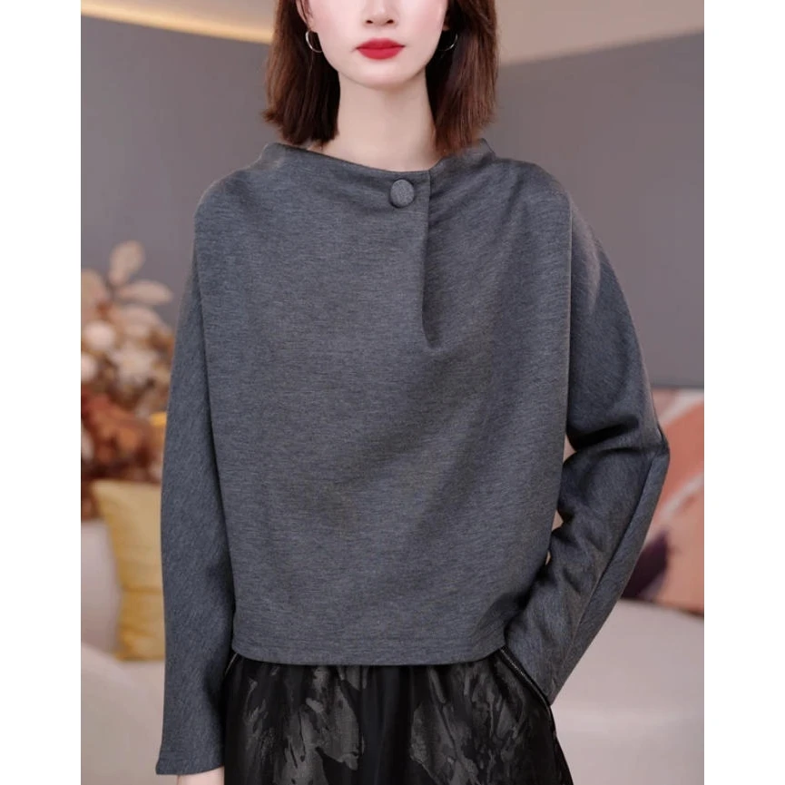 时尚秋季新款女长袖打底2025年小众复古宽松秋装洋气显瘦上衣女