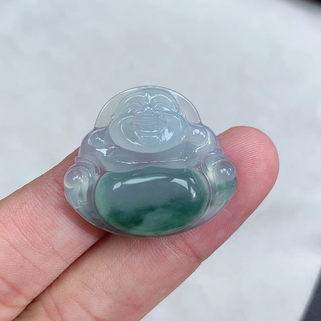翡翠未镶嵌颈饰冰种飘花佛公