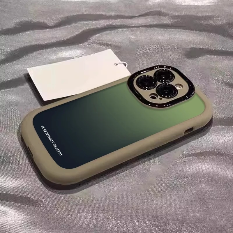 渐变绿色适用苹果16手机壳新款iphone15promax简约14/13情侣6/7/8