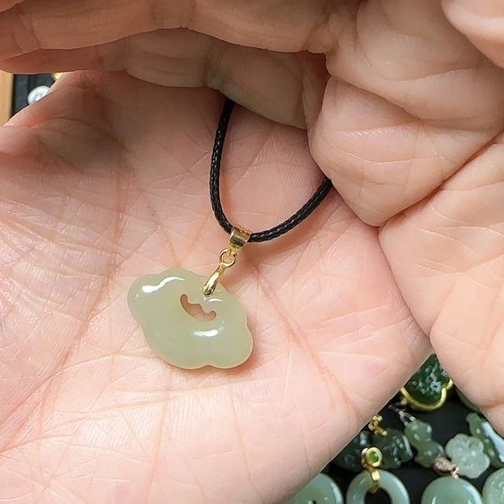 和田玉银S925镶嵌吊坠(不含链)