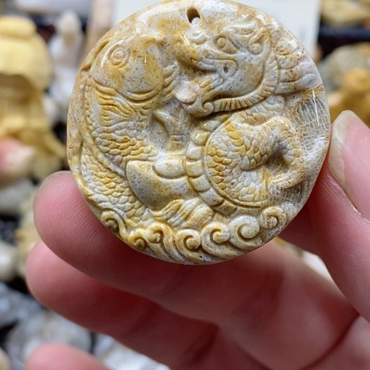 颈饰未镶嵌硅化珊瑚（珊瑚玉）