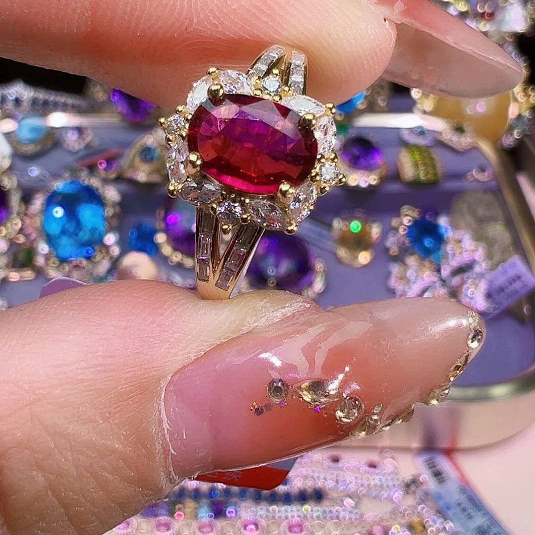 碧玺戒指银S925镶嵌碧玺