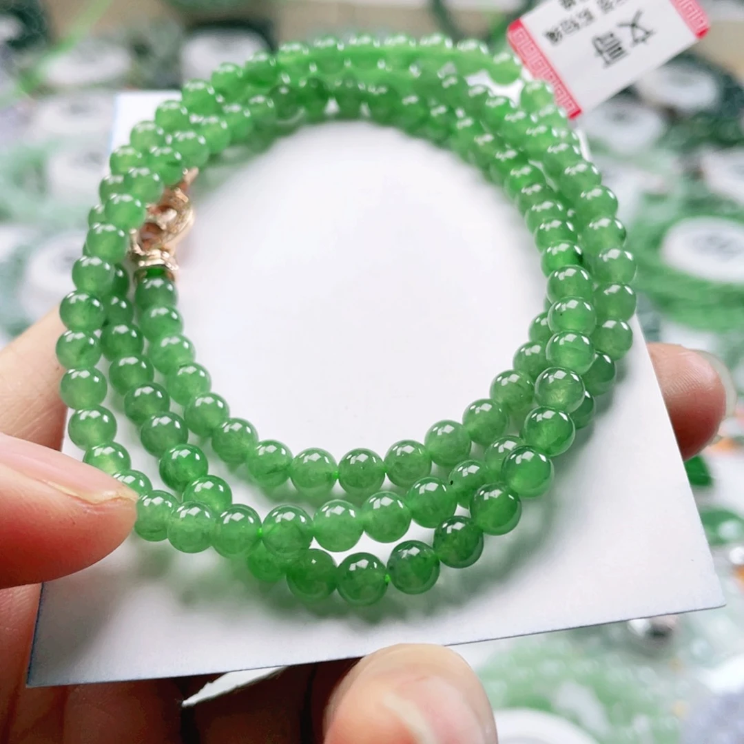 翡翠未镶嵌项链天然翡翠项链5mm