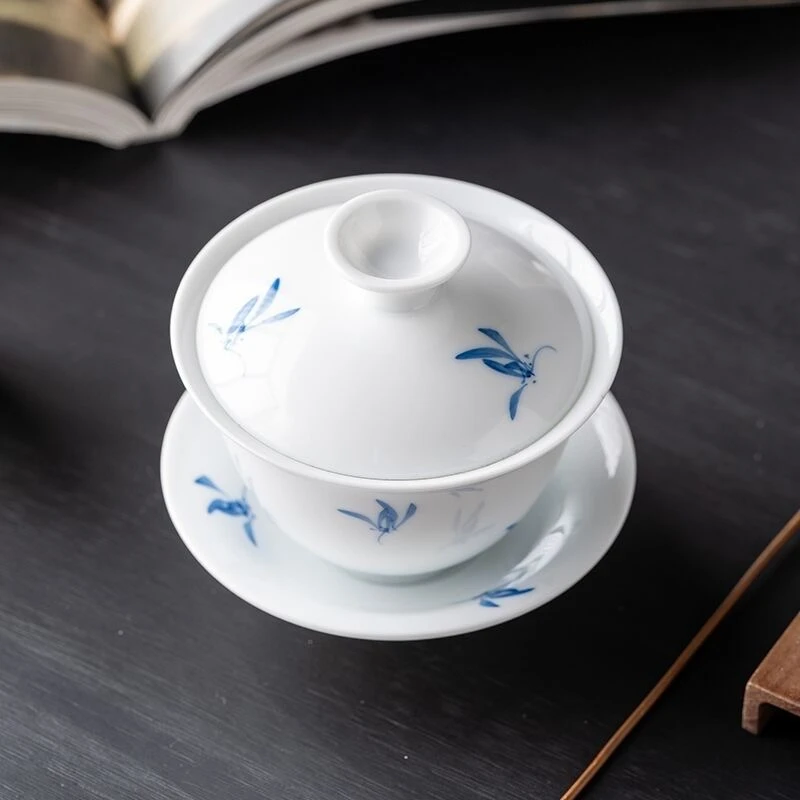 陶瓷功夫茶具三才盖碗泡茶壶茶杯适合家用客厅4号