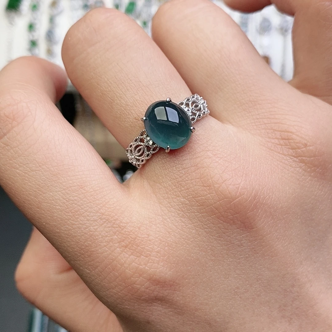 翡翠银S925镶嵌戒指