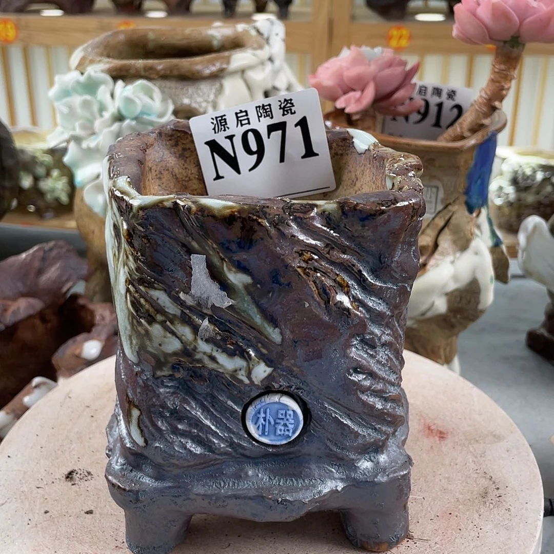 紫砂花盆景德镇陶瓷孤品花盆971