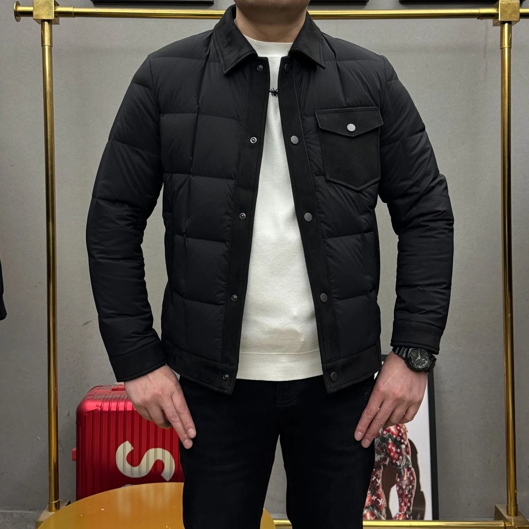2025新款欧货时尚修身翻领男士羽绒服25069