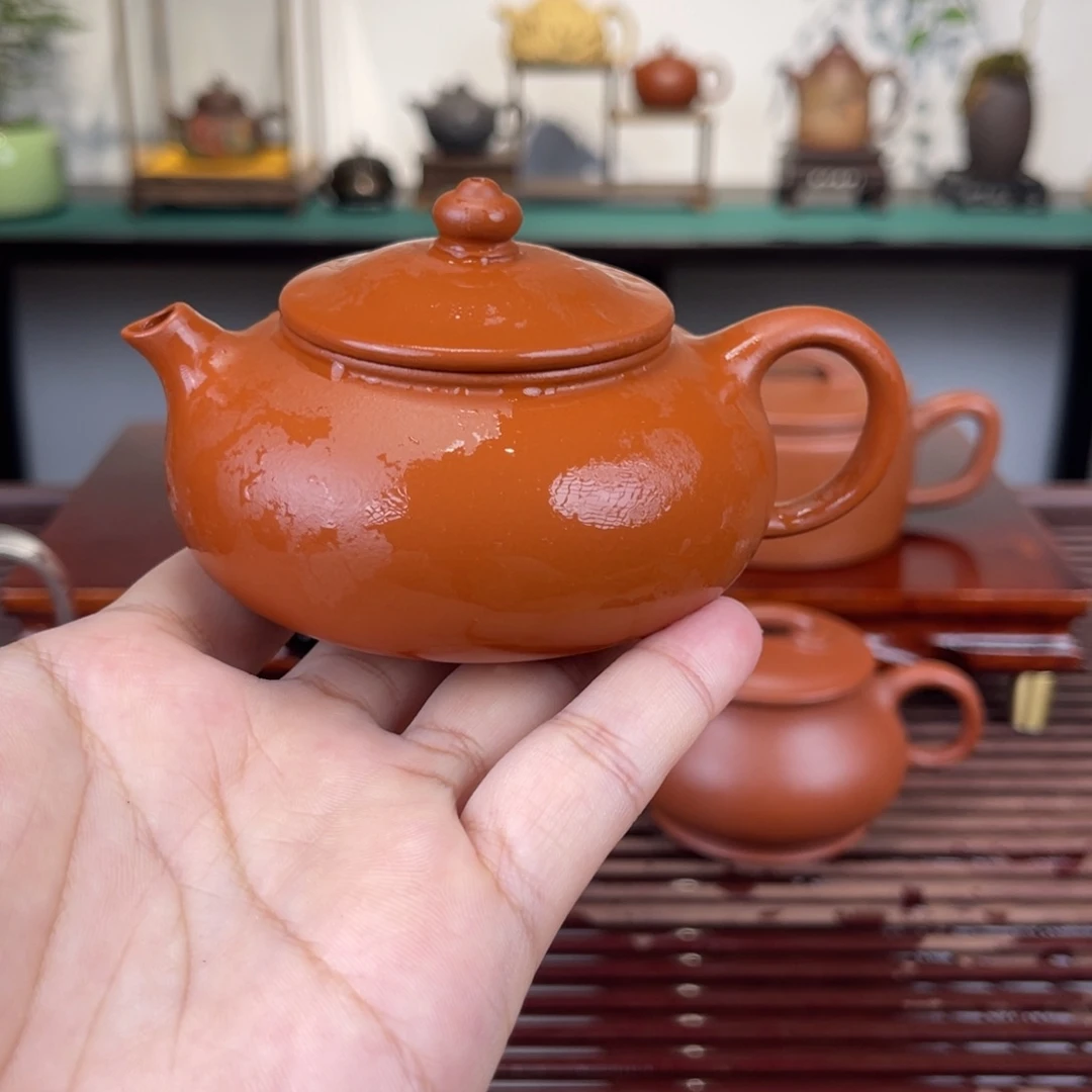 茶壶紫砂130毫升半手工紫泥寒江
