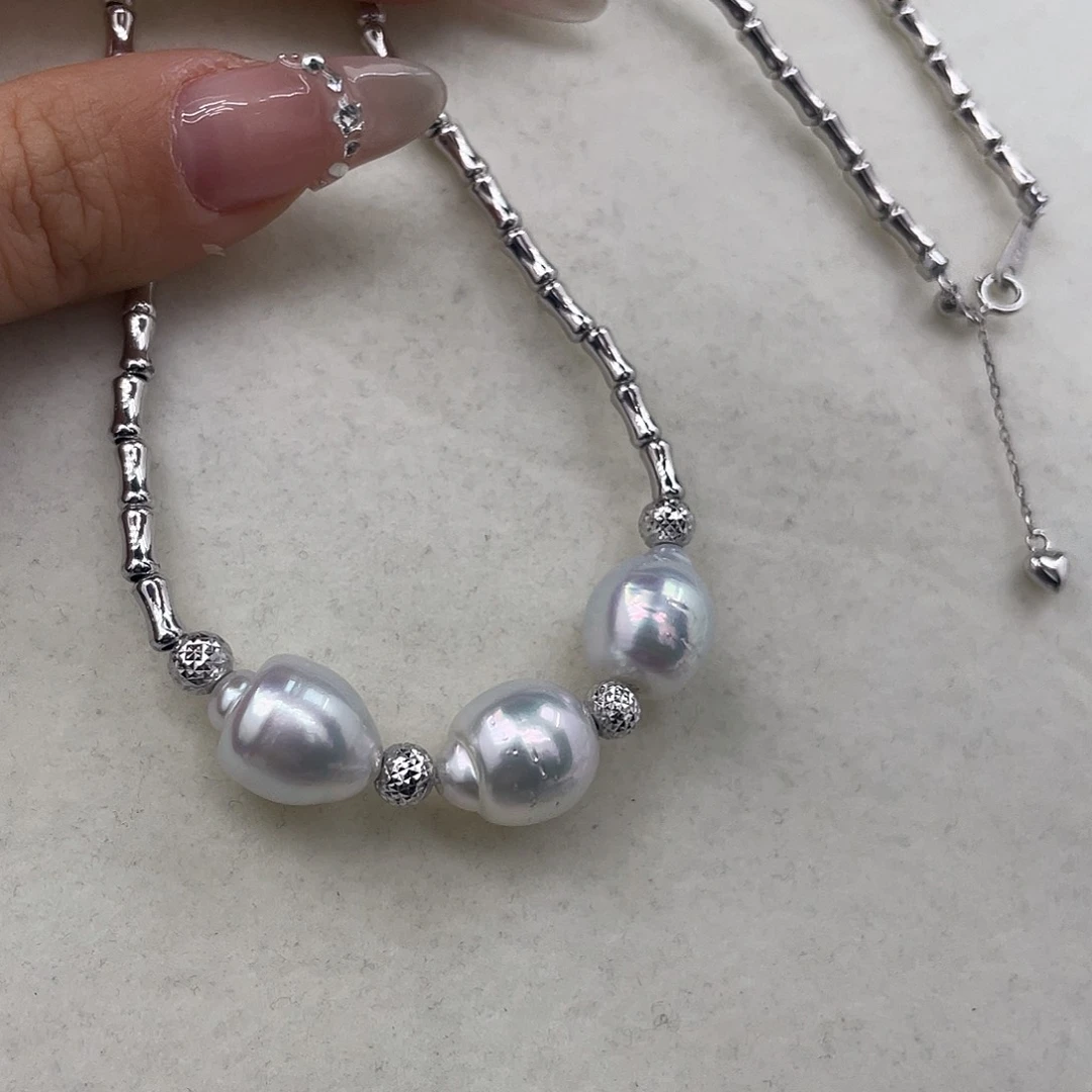 海水珍珠银S925镶嵌颈饰