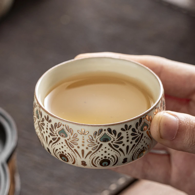 汝窑茶杯主人杯个人专用功夫茶具茶杯家用喝茶杯陶瓷茶杯茶盏茶碗