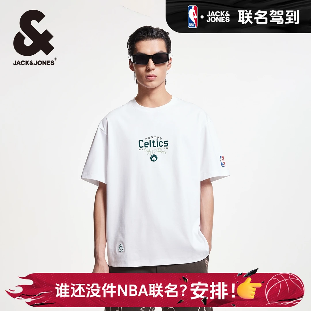杰克琼斯春季新款NBA联名运动简约纯棉舒适宽松圆领短袖T恤男装
