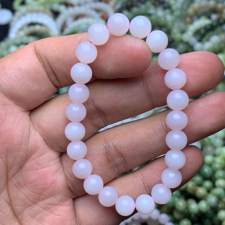 和田玉未镶嵌手串肉底樱花粉