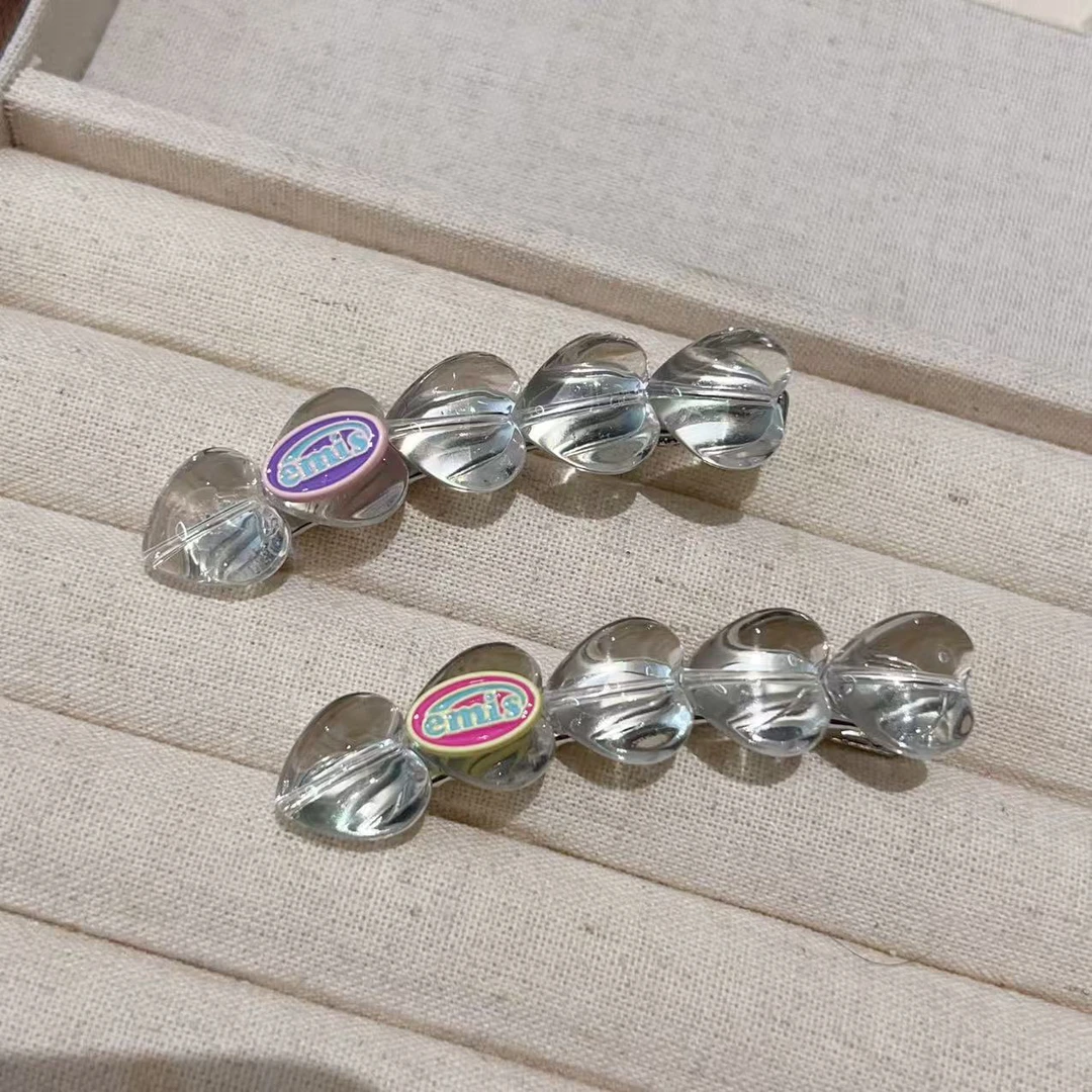 时尚透透爱心弯弯侧边发夹J1829