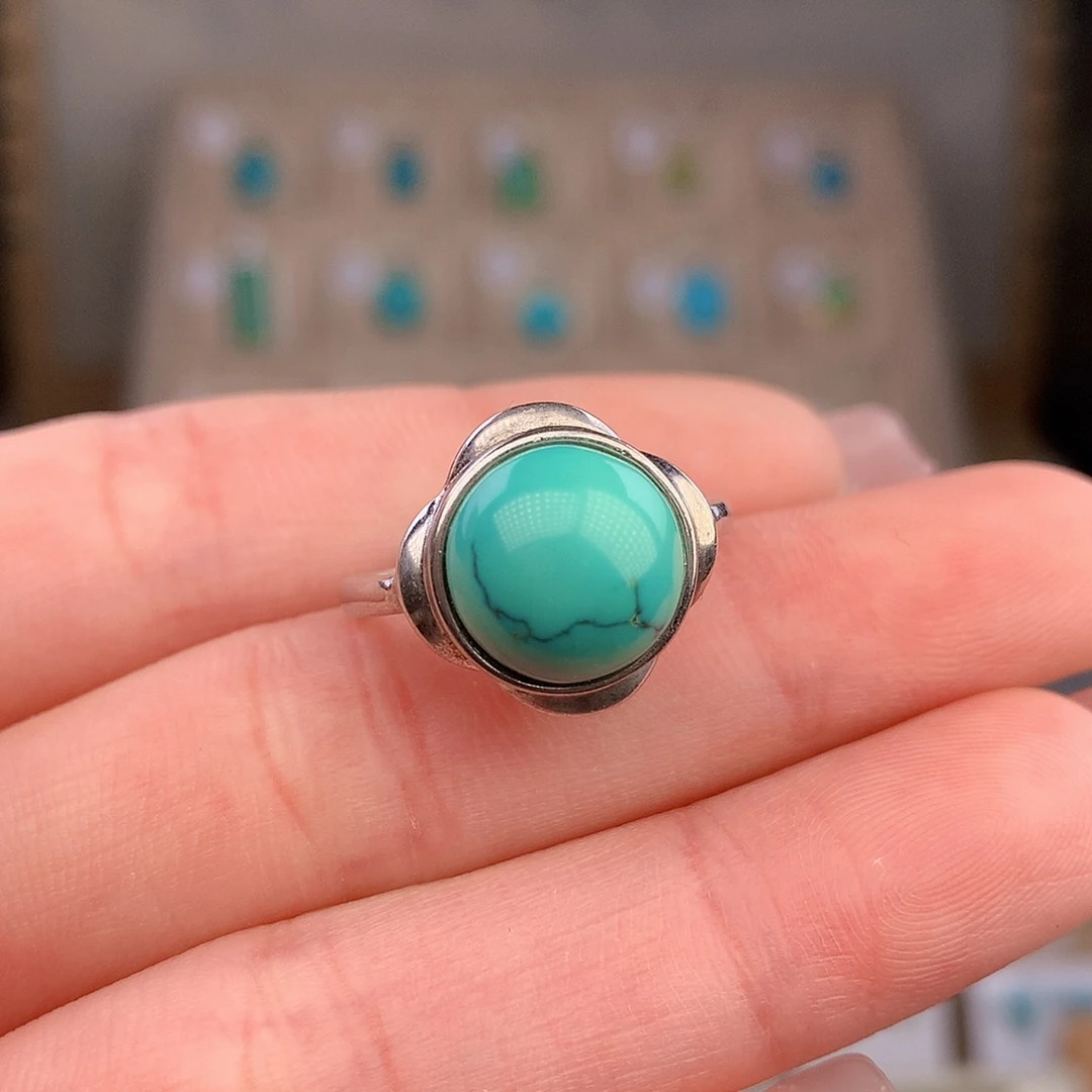 绿松石银S925镶嵌戒指